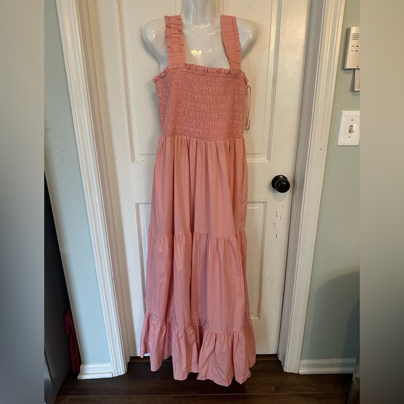 Abercrombie &‎ Fitch Smocked Bodice Easy Maxi Dress XLT Pink NWT - Picture 2 of 16